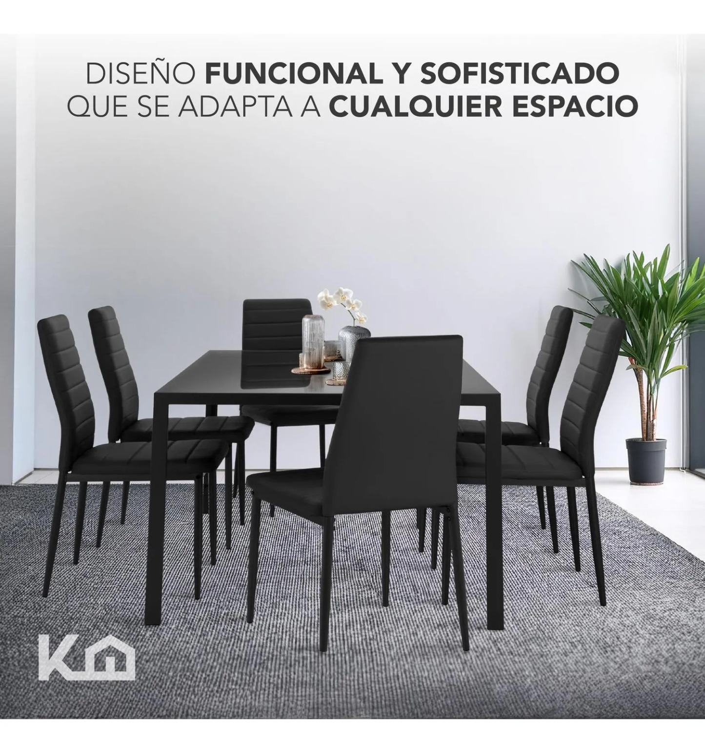 Juego De Comedor 6 Sillas Y Mesa De Vidrio Templado Moderno