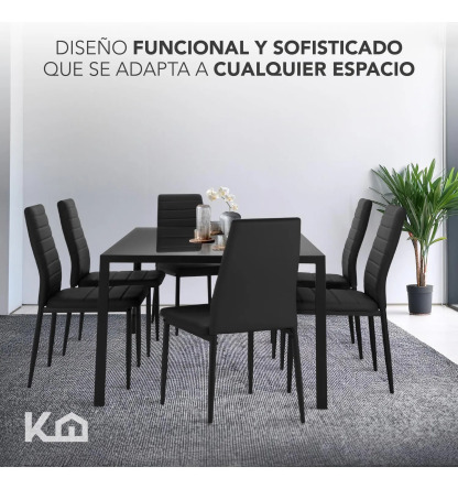 Juego De Comedor 6 Sillas Y Mesa De Vidrio Templado Moderno