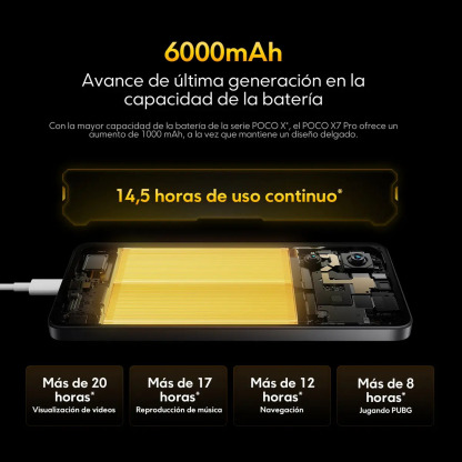 Celular Xiaomi Poco X7 Pro Negro 512 Gb 12 Gb 6.67 120hz 90w Carga 6000mah Resistencia al Agua y al Polvo Ip68