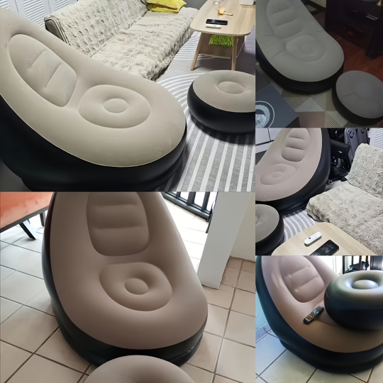 1set Inflatable Lounger Sofa Portable Lazy Slip-on Sofa Color Boxed Modern Casual Home Outdoor Camping Movable Flocking Sofa
