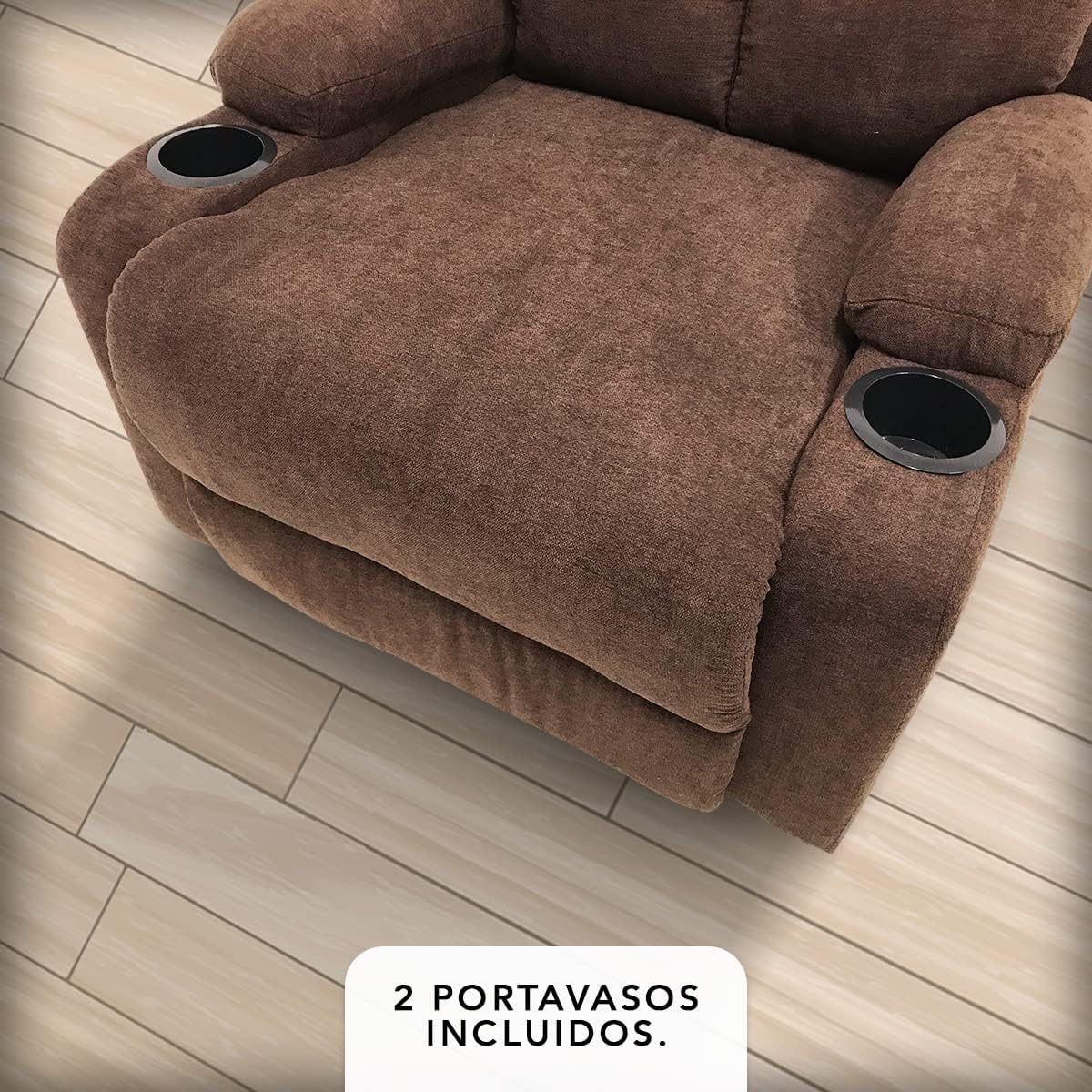 Sillon Reclinable para Adultos Individual - Brady - con Sistema Manual - Reposet de Tela - Varios Colores (Gris).