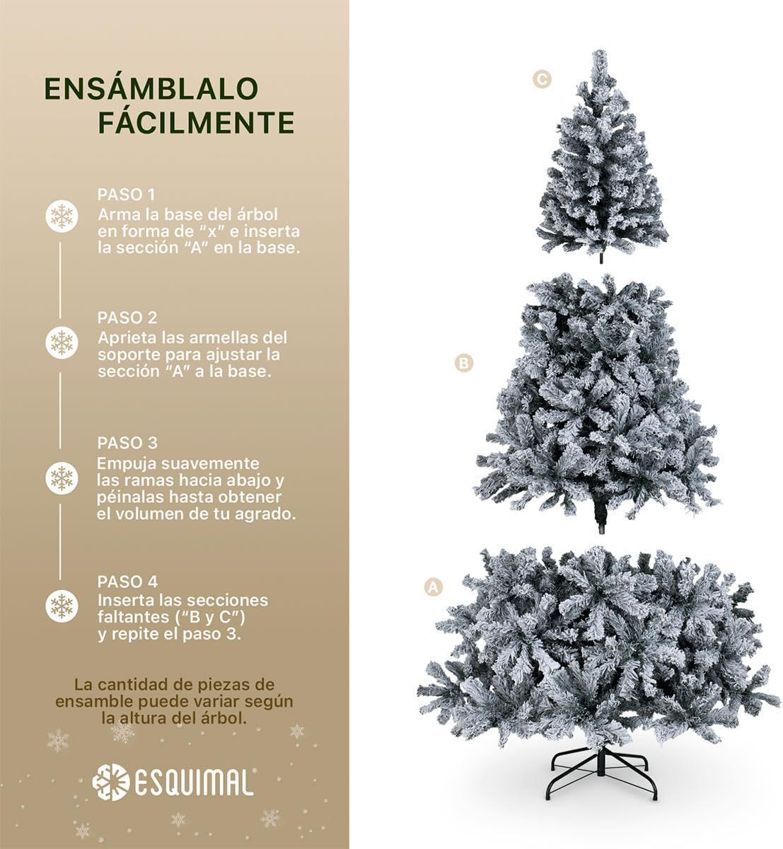 ESQUIMAL Árbol de Navidad Frondoso con Ramas Escarchadas, Pino Navideño (Rosa Nevado, 2.2 m)