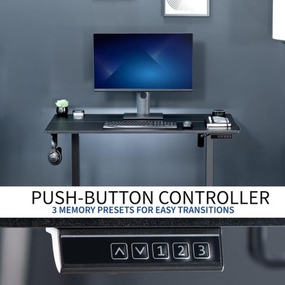 Vivo Escritorio eléctrico de 140cm x 61cm para Estar de pie, estación de Trabajo Completa para el hogar y la Oficina con Altura Ajustable, Controlador de Memoria, Negro, DESK-E155TB