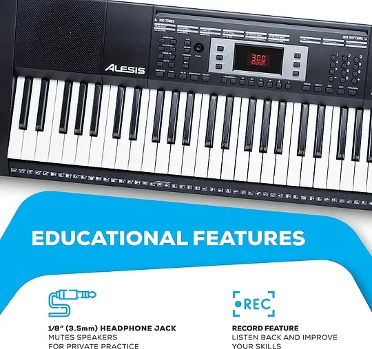 Alesis Melody 61 - Piano eléctrico con 61 teclas, Teclado Musical con altavoces, audífonos, micrófono, soporte para piano, atril y taburete