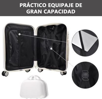 HOGESA Juego de Maletas de Viaje, Maletas de Viaje Carry On 21”, Maleta de Mano Pequeña con Ruedas Silenciosas de 360 Grados, Equipaje de Mano para Avion con Candado de Seguridad - 2 Piezas (Blanco)