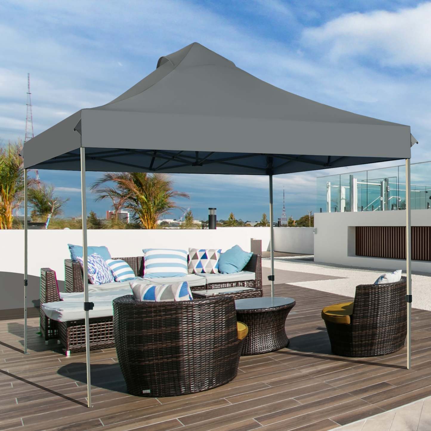 Costway Toldo de 3 mx 3 m, toldo emergente,  toldo con bolso con ruedas, toldo plegable portátil, tienda de campaña con dosel impermeable 3 mx 3 m, gazebo para exteriores, toldo con ajustable altura