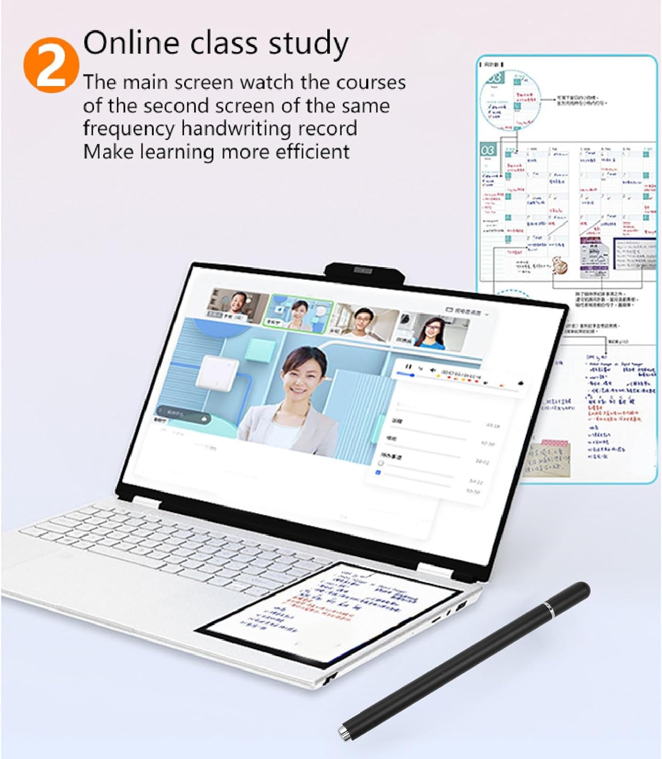 Haofy Laptop de Pantalla Doble, 1280x800 Pantalla Táctil IPS de 7 Pulgadas 16GB HD Laptop Plata Desbloqueo de Huellas Dactilares para Negocios para 11 (16GB+1TB Enchufe de EE. UU.)