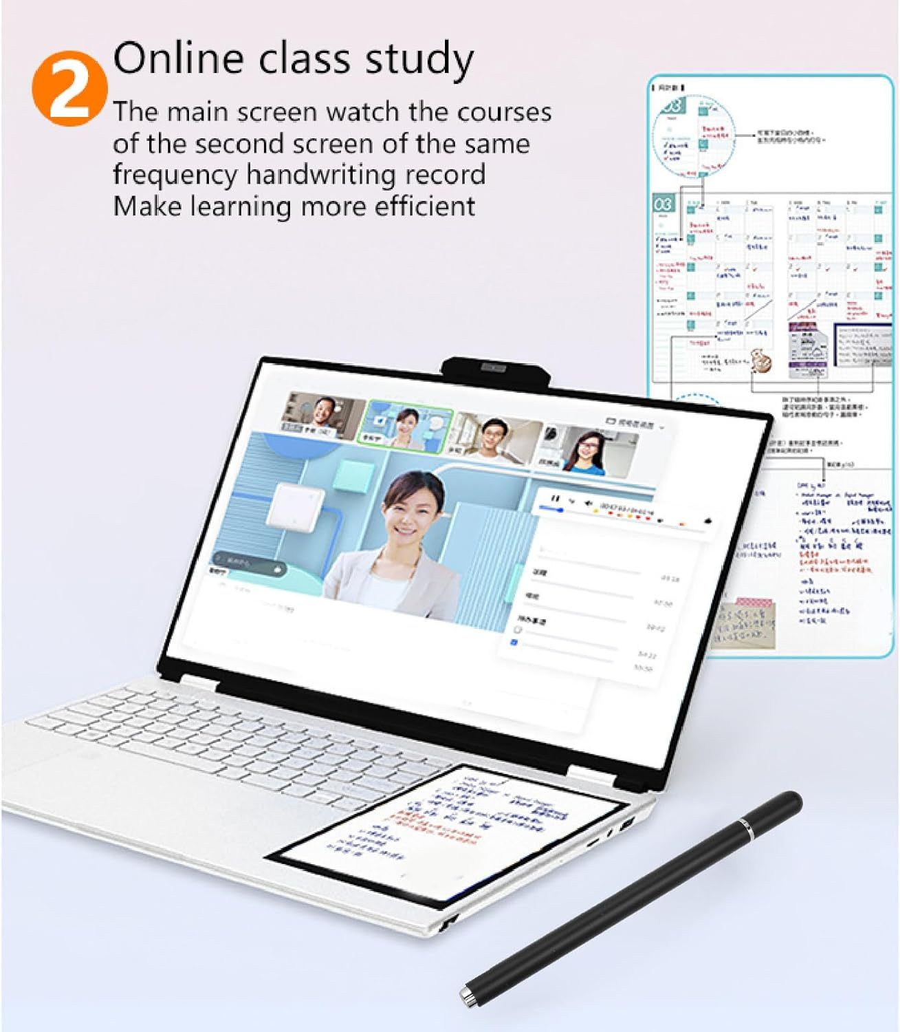 Haofy Laptop de Pantalla Doble, 1280x800 Pantalla Táctil IPS de 7 Pulgadas 16GB HD Laptop Plata Desbloqueo de Huellas Dactilares para Negocios para 11 (16GB+1TB Enchufe de EE. UU.)