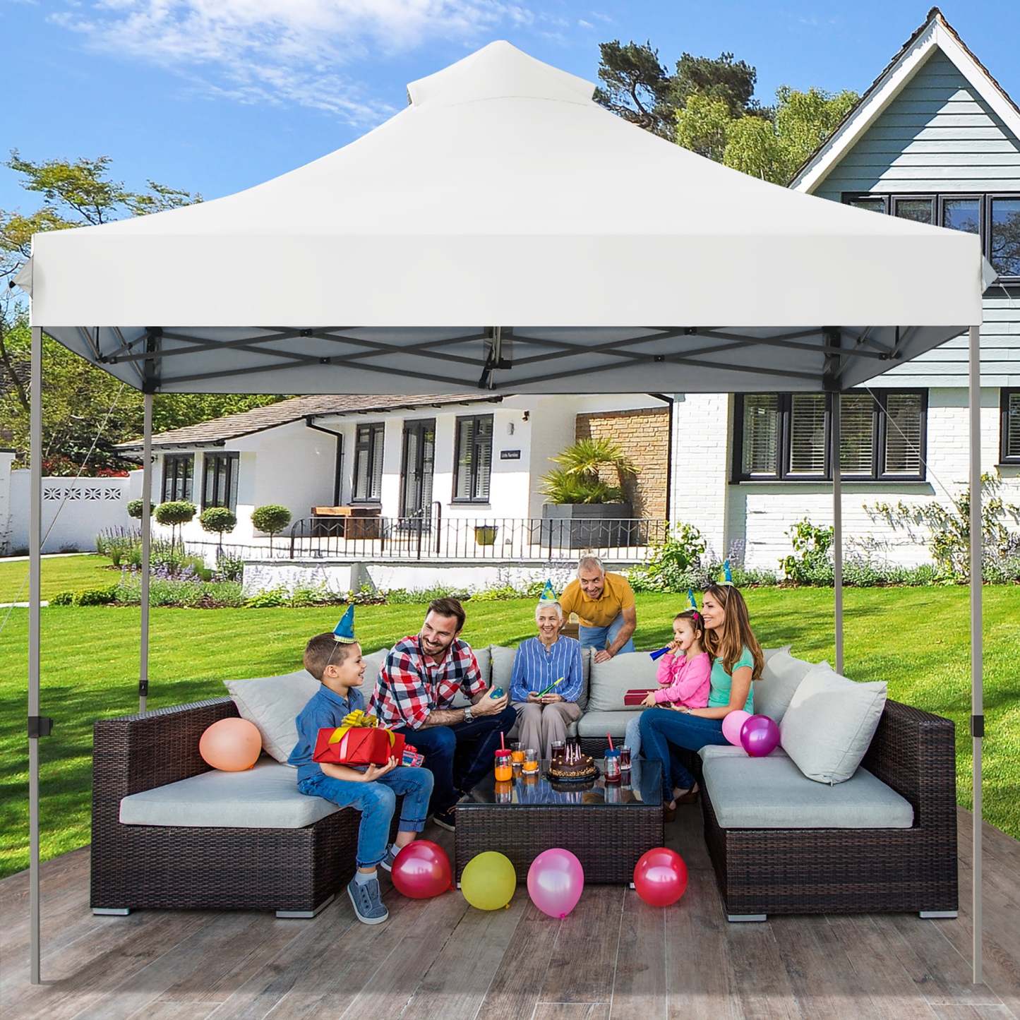 Costway Toldo de 3 mx 3 m, toldo emergente,  toldo con bolso con ruedas, toldo plegable portátil, tienda de campaña con dosel impermeable 3 mx 3 m, gazebo para exteriores, toldo con ajustable altura