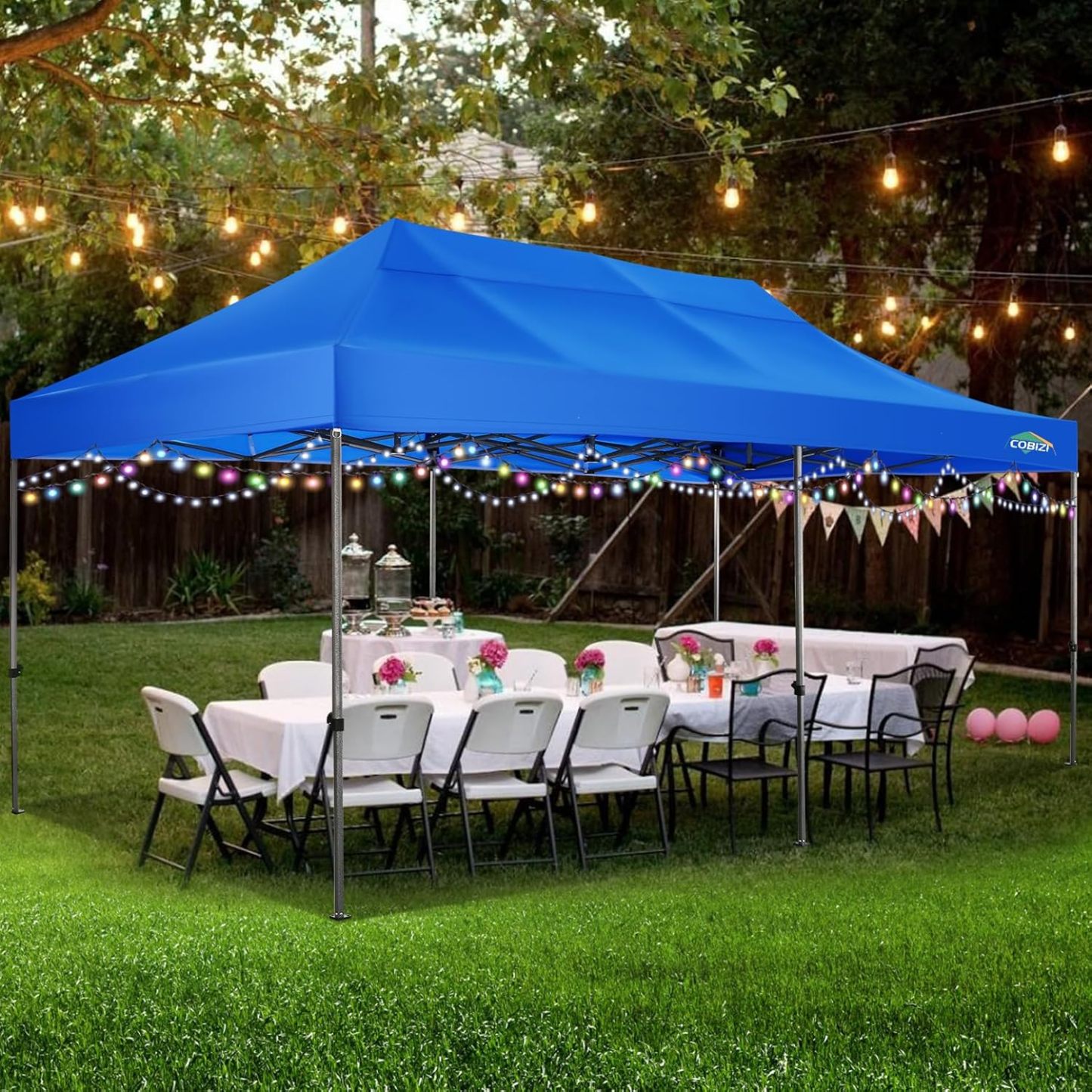 COBIZI - Toldo desplegable de 10 x 20 Pulgadas con 6 Paredes Laterales, toldo Impermeable para Eventos al Aire última intervensión, UPF 50+ cenador portátil para Fiestas, Playa, Camping, Boda,