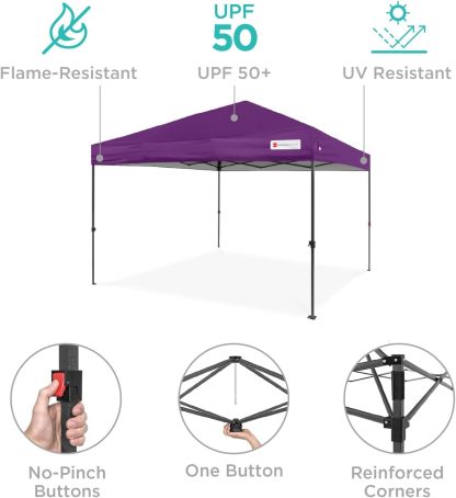 Best Choice Products - Toldo de armado fácil de 1 persona con un botón, tienda portátil e instantánea, funda, 3 x 3 metros, 4 bolsas de peso, color azul