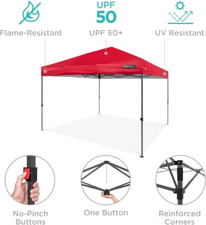 Best Choice Products - Toldo de armado fácil de 1 persona con un botón, tienda portátil e instantánea, funda, 3 x 3 metros, 4 bolsas de peso, color azul