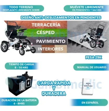 Silla De Ruedas Electrica Plegable Aluminio Ligera Portatil