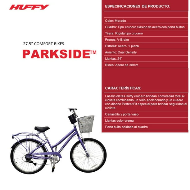 Bicicleta Urbana Huffy Seville Rodada 24 Morado