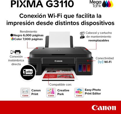 Canon Multifuncional de Inyección de Tinta Continua G3110