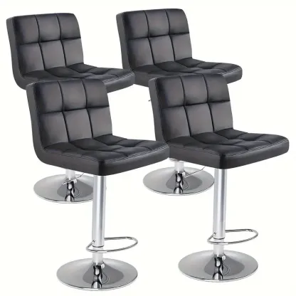 Set de 4 Taburetes de Bar Giratorios Premium - Cómodo Cuero PU, Altura de Mostrador, Diseño Moderno, Ajustables y Ergonómicos - Duraderos, Estables, Montaje Rápido