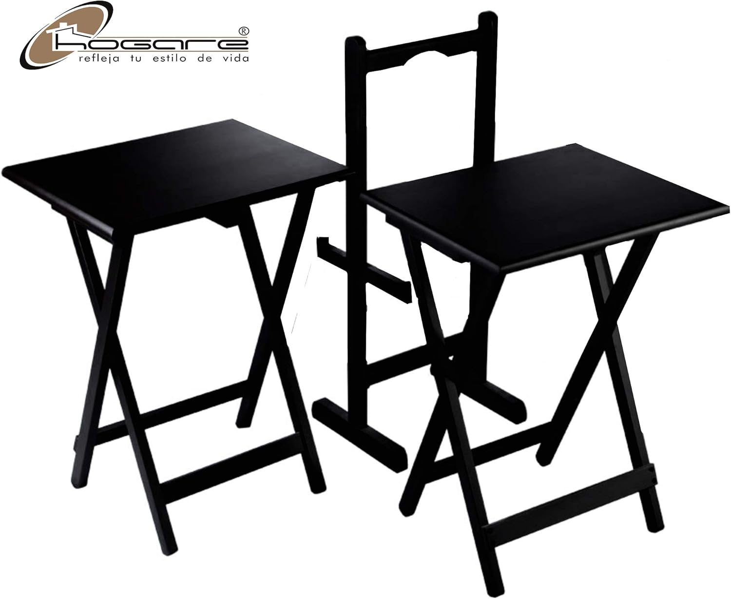 Hogare Mesas Plegables De Servicio con Base, Mesa, Mesa Auxiliar, Mesita, Juego de Parota (Chocolate)