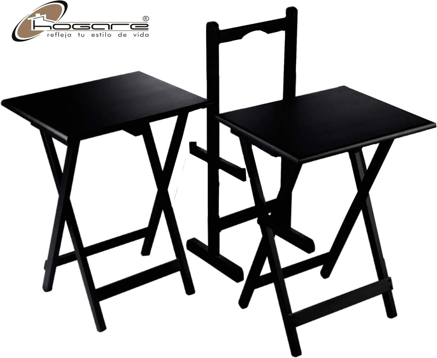 Hogare Mesas Plegables De Servicio con Base, Mesa, Mesa Auxiliar, Mesita, Juego de Parota (Chocolate)