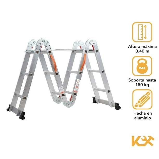Escalera Multiposiciones De Aluminio 3.5 Metros 12 Peldaños Kingsman KMEM35