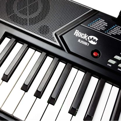 RockJam - Kit de piano con teclado de 61 teclas con banco para teclado, soporte para teclado, auriculares, pegatinas para notas de piano y lecciones de piano Simply