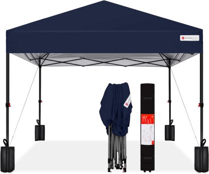 Best Choice Products - Toldo de armado fácil de 1 persona con un botón, tienda portátil e instantánea, funda, 3 x 3 metros, 4 bolsas de peso, color azul