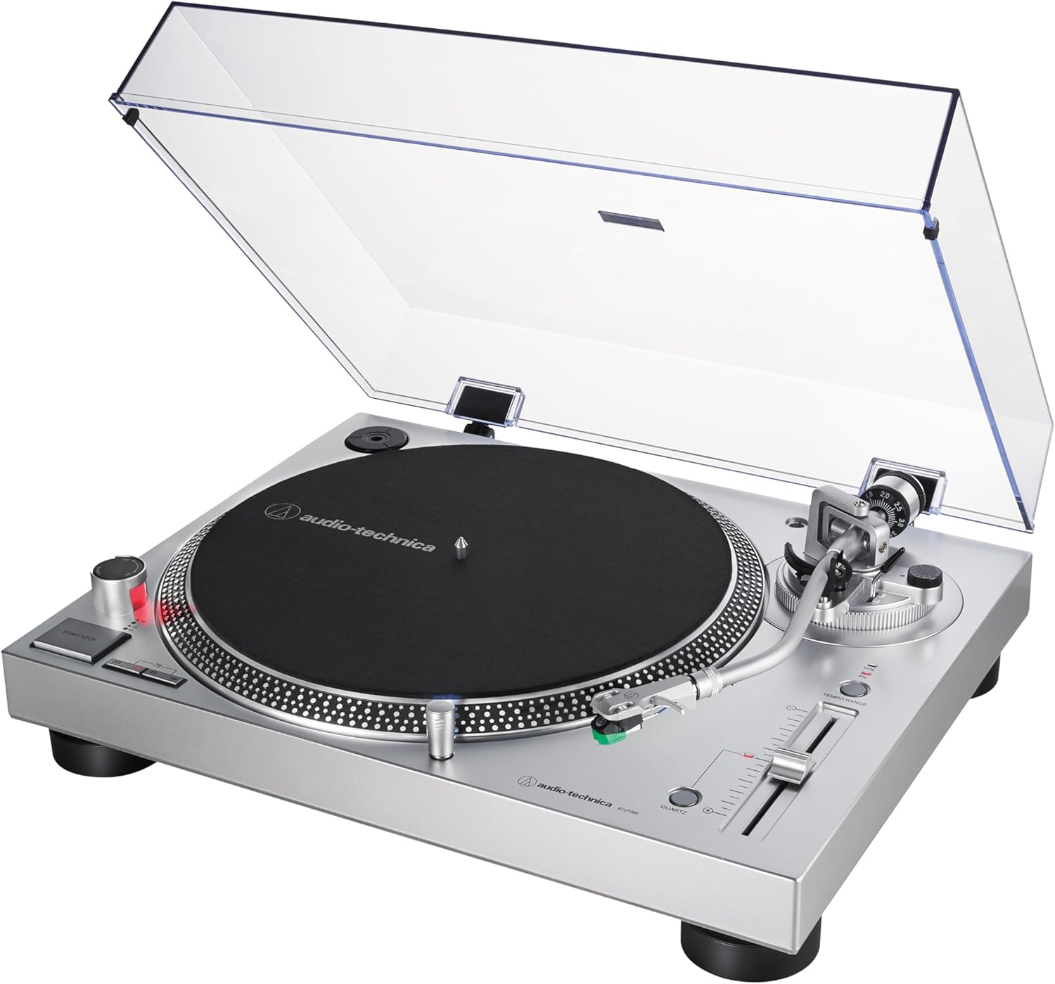 Audio-Technica - Tocadiscos AT-LP120XUSB-BK con accionamiento directo (analógico y USB), totalmente manual, alta fidelidad, 3 velocidades, convierte vinilo a digital, antipatinaje y control de tono variable, negro