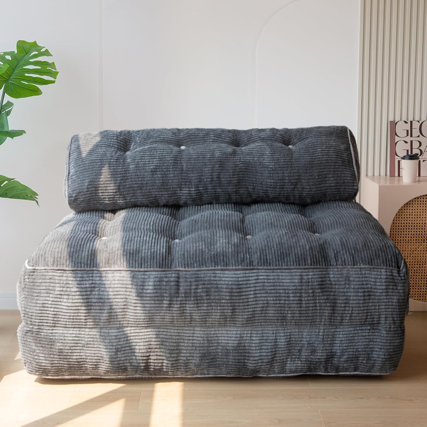 MAXYOYO Sofá Cama Plegable, Silla Convertible para Dormir con Almohada, Colchón Plegable con Soporte para la Espalda, Silla Cama Plegable Portátil Cómoda, Sofá de Piso para Sala de Estar, Recámara