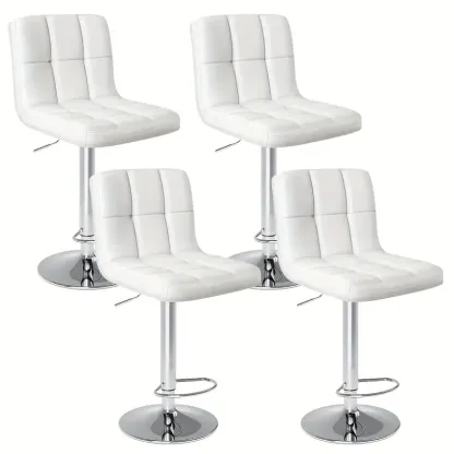 Set de 4 Taburetes de Bar Giratorios Premium - Cómodo Cuero PU, Altura de Mostrador, Diseño Moderno, Ajustables y Ergonómicos - Duraderos, Estables, Montaje Rápido