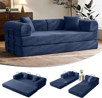 🛋️ Sofá Cama Convertible 79 Pulgadas, Diseño Deshuesado, Mueble Multifuncional para Sala de Estar, Colores Beige y Blanco