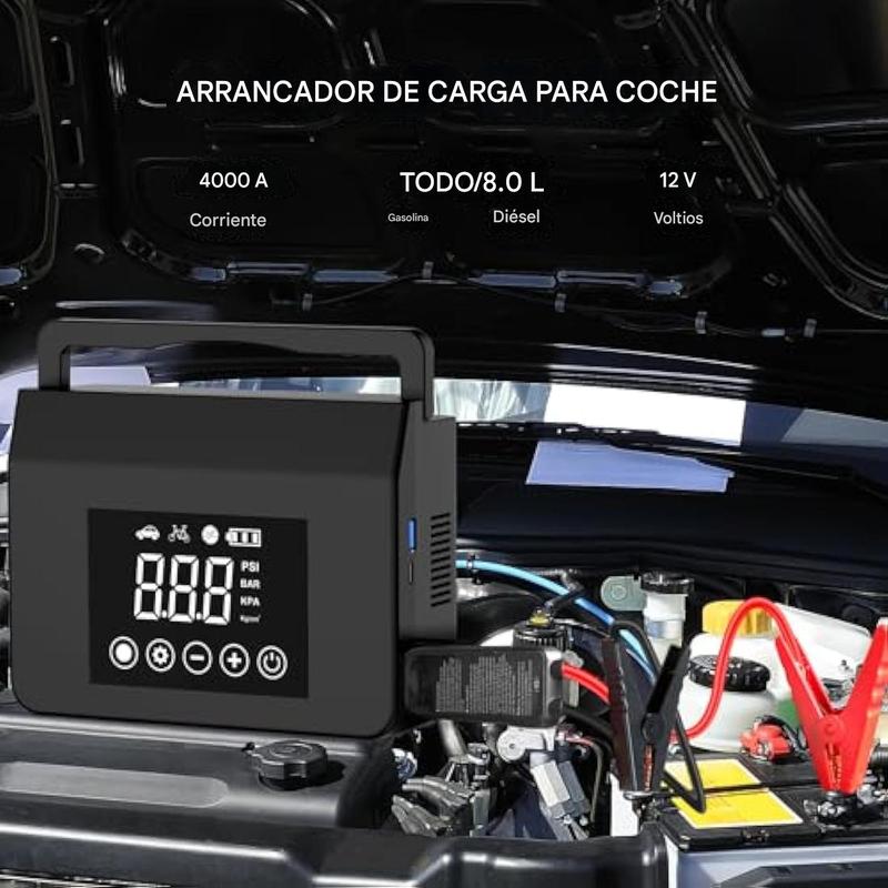【Hieha】Arrancador de Auto Portátil Salvavidas de Invierno y Año Nuevo – Arrancador 4000A con Inflador de Llantas 150 PSI, Power Bank 15000 mAh y Luz LED de Emergencia