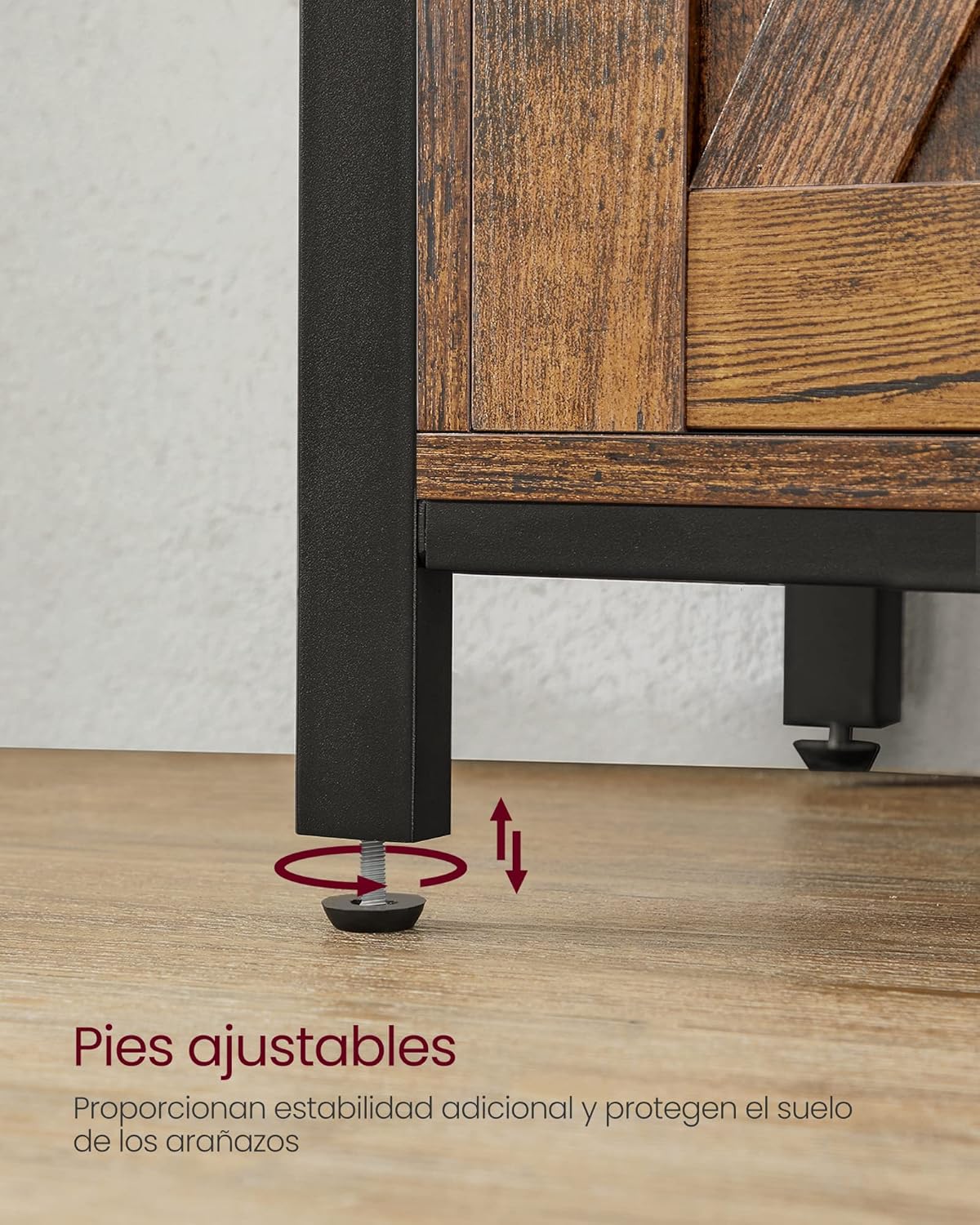 VASAGLE Credenza y Mueble Cocina, Gabinete para Cocina con 2 Puertas Correderas y Repisas, Sala o Pasillo, Marrón Rústico, Negro Tinta, MLSC092B01