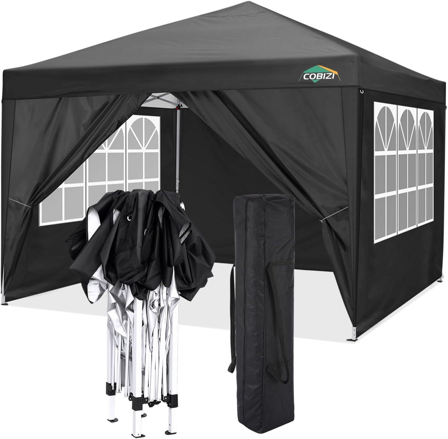 COBIZI - Toldo desplegable de 10 x 20 Pulgadas con 6 Paredes Laterales, toldo Impermeable para Eventos al Aire última intervensión, UPF 50+ cenador portátil para Fiestas, Playa, Camping, Boda,