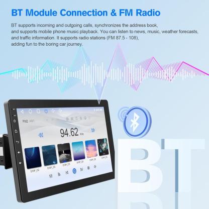 Autorradio Haudio 2026 de 10,1" con pantalla táctil giratoria, formato DIN simple: Android 13, CarPlay/Android Auto inalámbrico, procesador de 4 núcleos, 2 GB + 32 GB, navegación GPS, sonido Hi-Fi, Bluetooth 4.2, cámara de visión trasera AHD (montaje vert