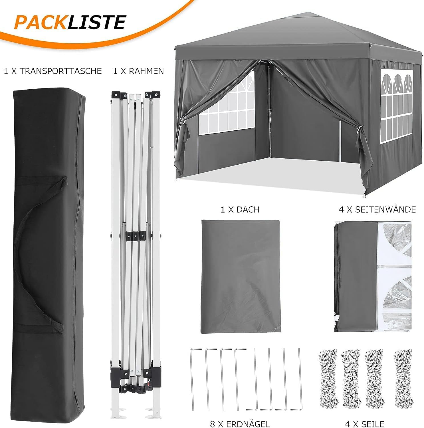 COBIZI - Toldo desplegable de 10 x 20 Pulgadas con 6 Paredes Laterales, toldo Impermeable para Eventos al Aire última intervensión, UPF 50+ cenador portátil para Fiestas, Playa, Camping, Boda,