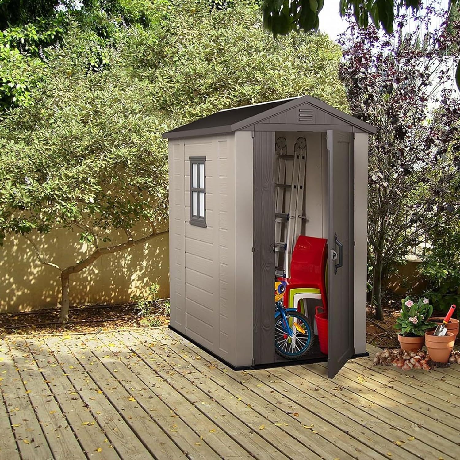 Keter Cobertizo de Almacenamiento para Jardin y Exteriores, Beige, Factor 8x11
