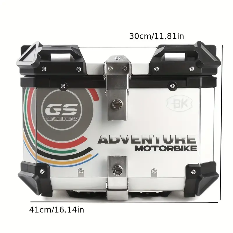 45L Motorcycle Top Box Tail Box, Aluminum Motorcycle Luggage Box, With Safety Lock, Suitable For Storing Helmets And Large Luggage