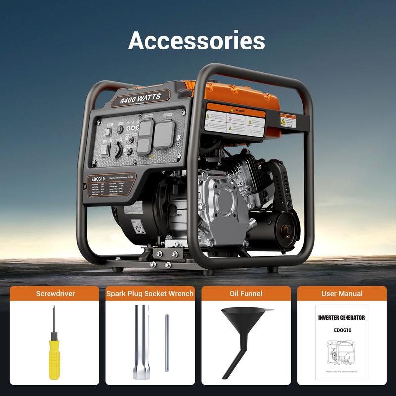 🎁Generador inversor portátil de 4400 W, alimentado por gasolina, modo ECO, silencioso, apto para caravanas.