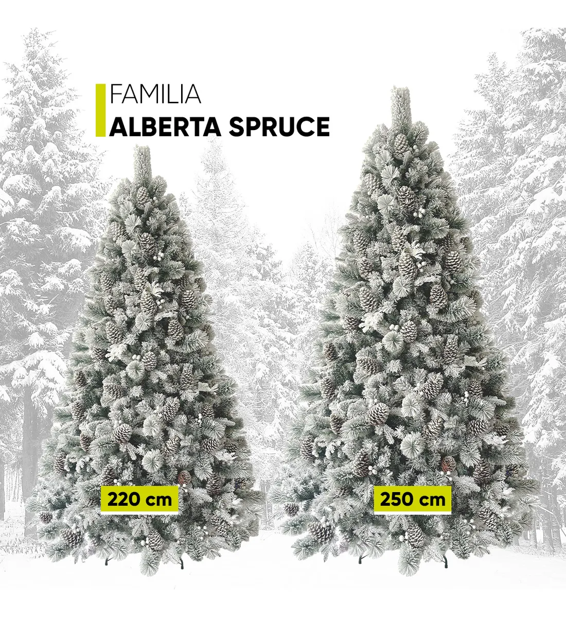 Árbol Navideño Nevado Alberta 1600ramas Piñas Gigantes 2.2m