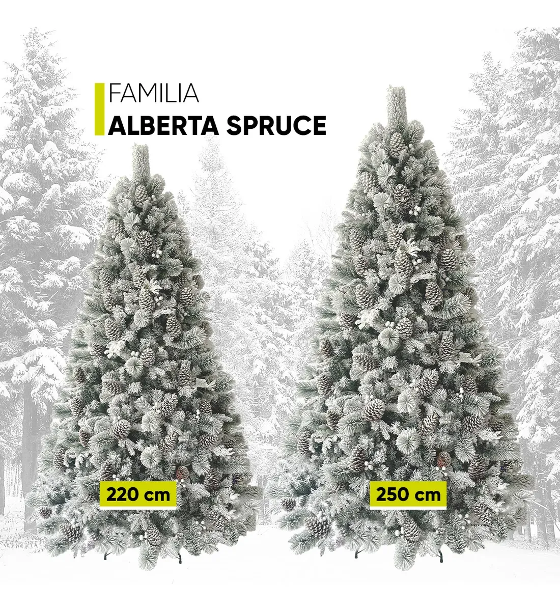 Árbol Navideño Nevado Alberta 1600ramas Piñas Gigantes 2.2m