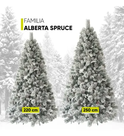 Árbol Navideño Nevado Alberta 1600ramas Piñas Gigantes 2.2m