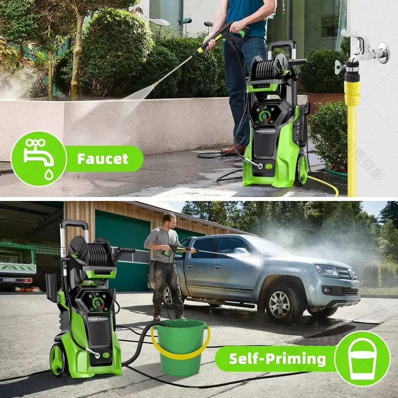Lavadora de Alta Presión Eléctrica 4800 PSI 3.2 GPM con 4 Puntas Diferentes, Máquina de Limpieza de Alta Potencia de 1800W para Coches, Patios y Limpieza de Pisos