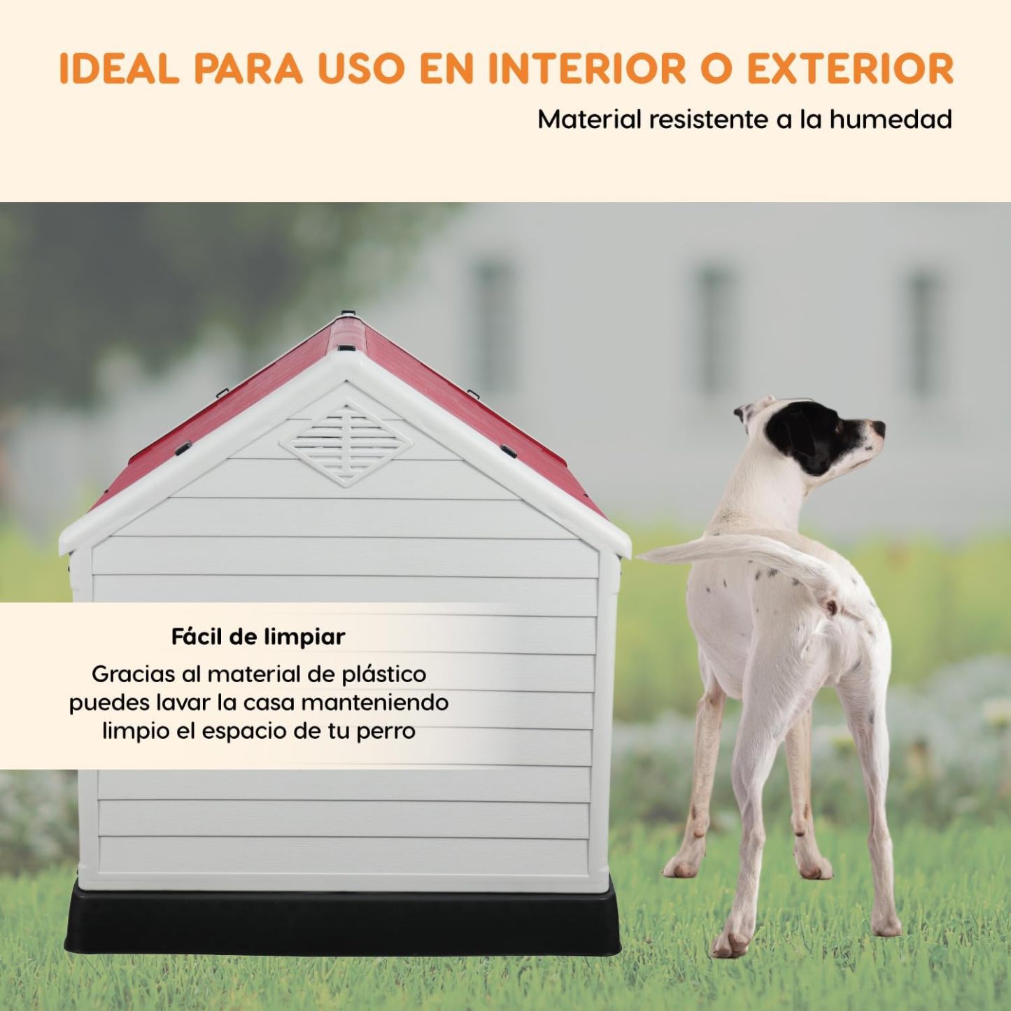 POLI PETS Casa de plástico para Perros, casa Duradera para Perros pequeños, medianos y Grandes, con Suelo Elevado y Rejillas de ventilación, ventila, fácil de Limpiar y Montar Dog Kennel