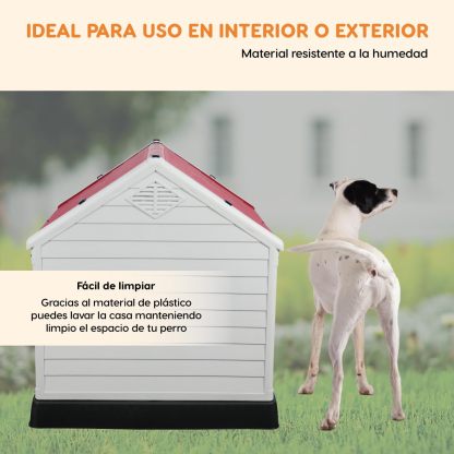 POLI PETS Casa de plástico para Perros, casa Duradera para Perros pequeños, medianos y Grandes, con Suelo Elevado y Rejillas de ventilación, ventila, fácil de Limpiar y Montar Dog Kennel