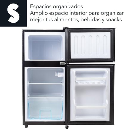 SIGNA Mini Refrigerador 86L (3 pies cubicos) Frigobar Compacto Silver Refrigerador Pequeño Con congelador de Acero Inoxidable Ideal Para Espacios Pequeños Frigobar Mini Multifuncional