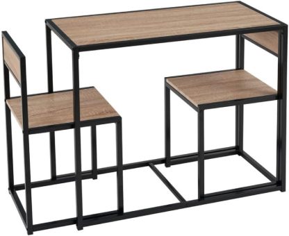 Juego de Comedor Industrial de Madera y Metal | Mesa con Sillas o Bancas | Set para 2 o 4 Personas (4 Sillas - Set para 4 Personas)