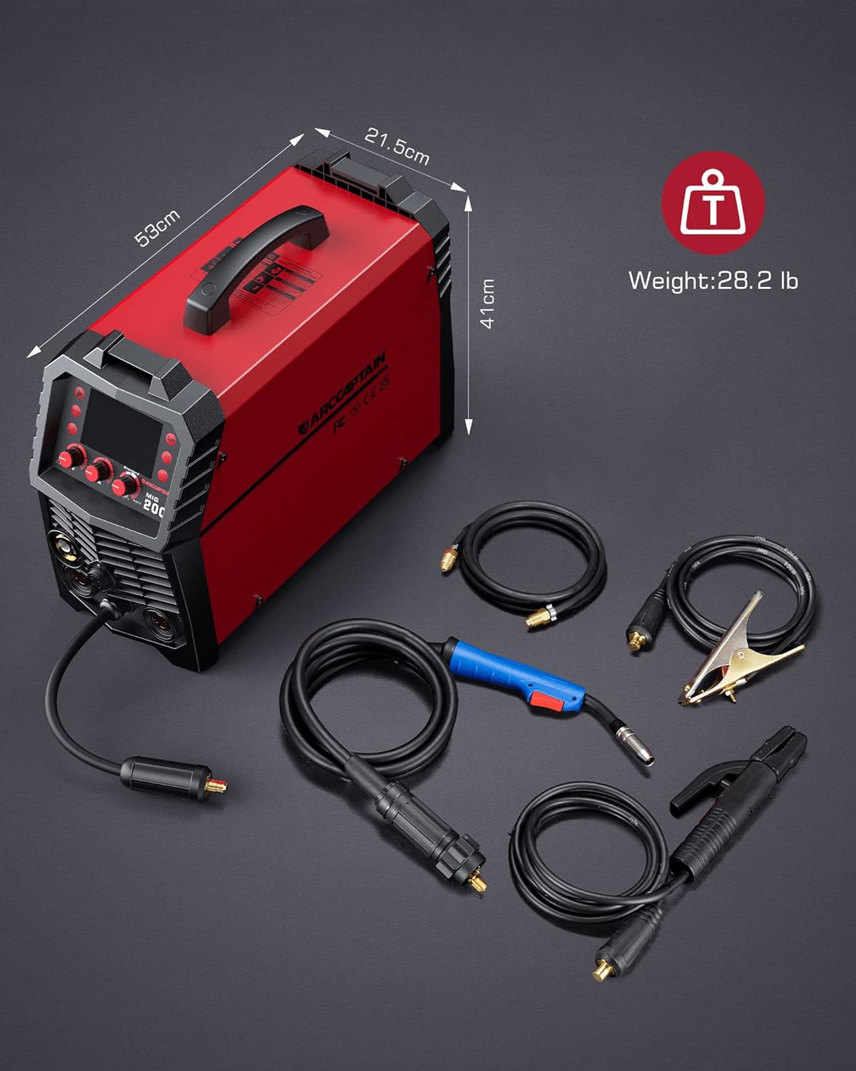 ARCCAPTAIN MIG Soldador, 200 amperios 6 en 1 gas MIG/núcleo de flujo sin gas MIG/Stick/Lift TIG/soldadura por punto/pistola de carrete 110 V/220 V de aluminio multiproceso máquina de soldadura con