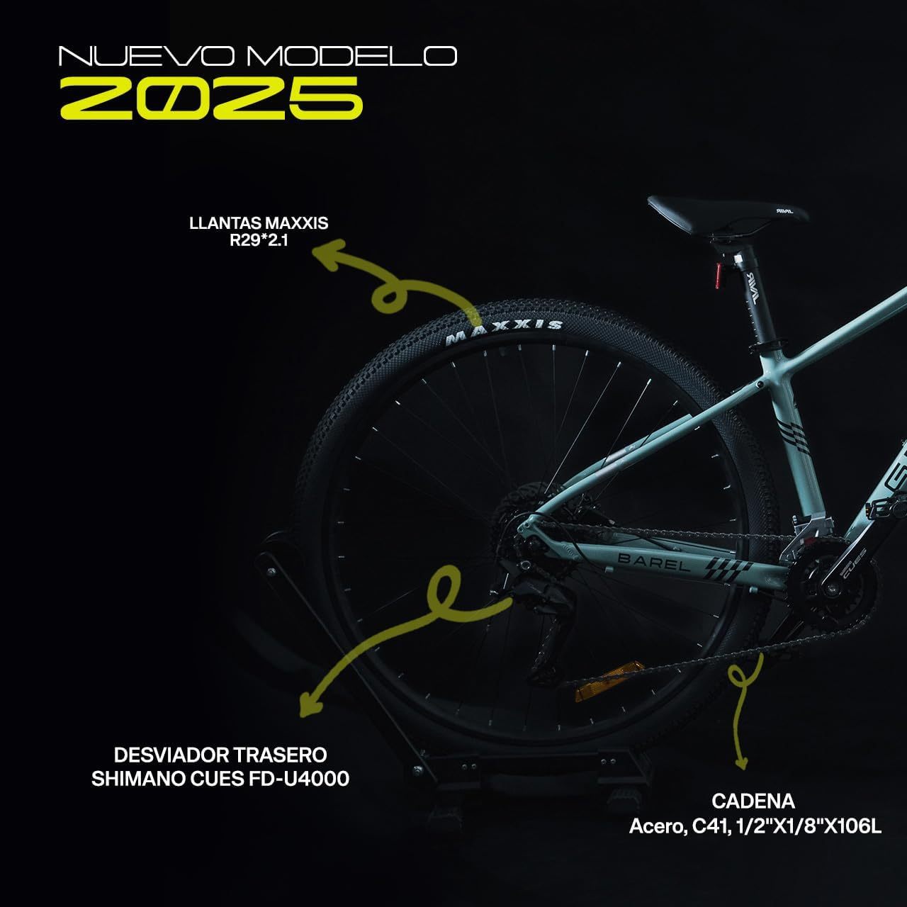 GRAVEL Bicicleta de Montaña Barel | Bicicleta R29 - Cuadro Aluminio 15 kg | Transmisión Cues 18V | Frenos Hidráulicos y Llantas Kenda