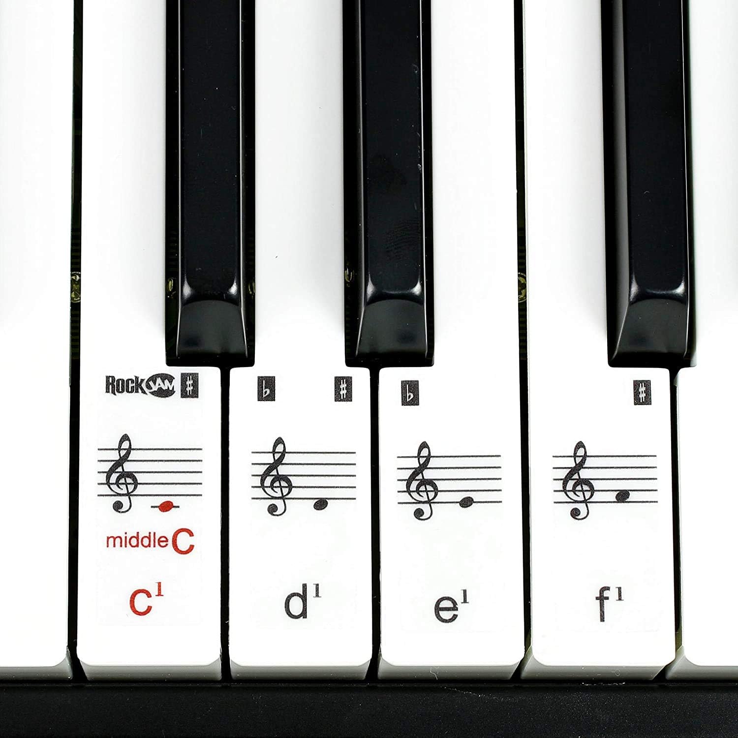 RockJam - Kit de piano con teclado de 61 teclas con banco para teclado, soporte para teclado, auriculares, pegatinas para notas de piano y lecciones de piano Simply