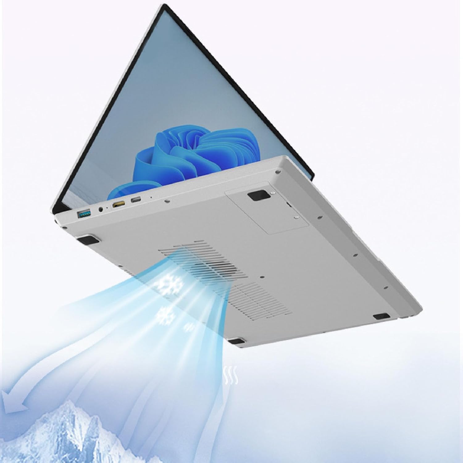Haofy Laptop de Pantalla Doble, 1280x800 Pantalla Táctil IPS de 7 Pulgadas 16GB HD Laptop Plata Desbloqueo de Huellas Dactilares para Negocios para 11 (16GB+1TB Enchufe de EE. UU.)