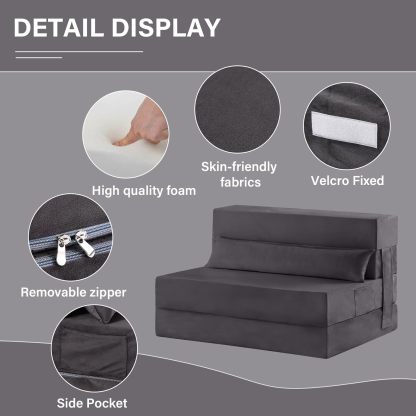 Tiita - Sillón de futón, tamaño individual, sofá cama plegable con almohada, colchón de piso y futón para sala de estar, recámara, uso de invitados, departamento